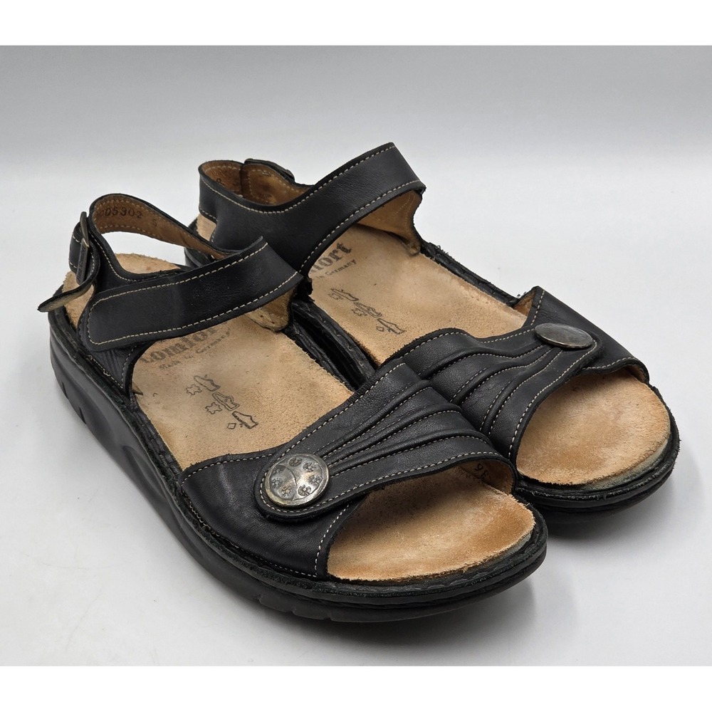 Finn Comfort Sausalito Womens EU36 US5.5 Black Leather Orthopedic Sandals